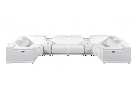 9762 DivanItalia White 8-Piece Sectional – Top Grain Italian Leather with 4 Power Recliners and 2 ConsolesModel:  9762-WHITE-8PC-4PWR-U-SECTIONAL-GROUP