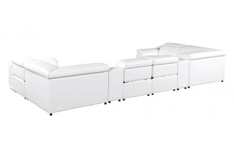9762 DivanItalia White 8-Piece Sectional – Top Grain Italian Leather with 4 Power Recliners and 2 ConsolesModel:  9762-WHITE-8PC-4PWR-U-SECTIONAL-GROUP