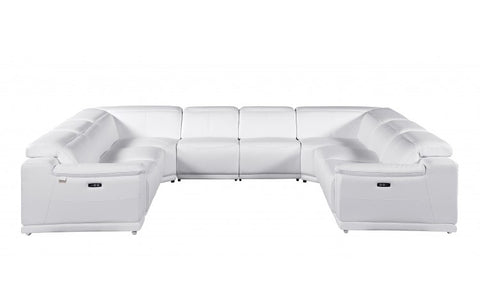 9762 DivanItalia White 8-Piece Sectional – Top Grain Italian Leather with 4 Power ReclinersModel:  9762-WHITE-8PC-4PWR-U-NC-SECTIONAL-GROUP