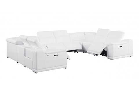 9762 DivanItalia White 8-Piece Sectional – Top Grain Italian Leather with 4 Power ReclinersModel:  9762-WHITE-8PC-4PWR-U-NC-SECTIONAL-GROUP