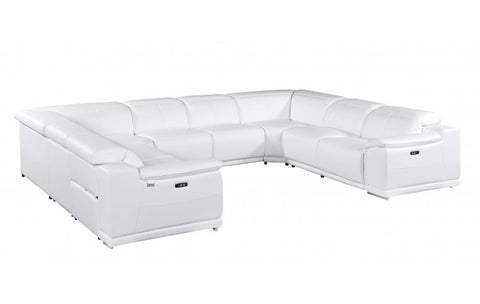 9762 DivanItalia White 8-Piece Sectional – Top Grain Italian Leather with 4 Power ReclinersModel:  9762-WHITE-8PC-4PWR-U-NC-SECTIONAL-GROUP