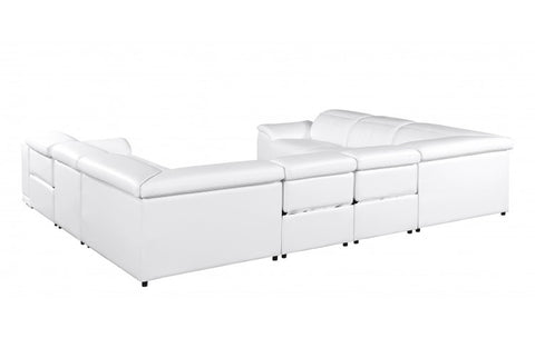 9762 DivanItalia White 8-Piece Sectional – Top Grain Italian Leather with 4 Power ReclinersModel:  9762-WHITE-8PC-4PWR-U-NC-SECTIONAL-GROUP