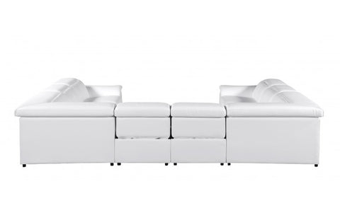9762 DivanItalia White 8-Piece Sectional – Top Grain Italian Leather with 4 Power ReclinersModel:  9762-WHITE-8PC-4PWR-U-NC-SECTIONAL-GROUP