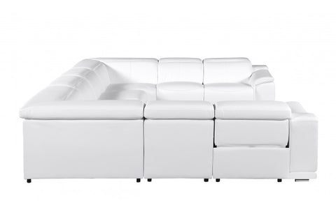 9762 DivanItalia White 8-Piece Sectional – Top Grain Italian Leather with 4 Power ReclinersModel:  9762-WHITE-8PC-4PWR-U-NC-SECTIONAL-GROUP