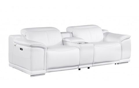 9762 DivanItalia White Modular Power Reclining Loveseat – Top Grain Italian LeatherModel:  9762-WHITE-3.2-HT