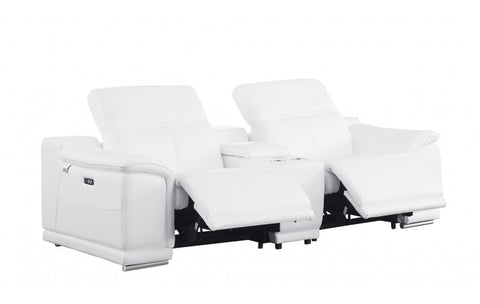 9762 DivanItalia White Modular Power Reclining Loveseat – Top Grain Italian LeatherModel:  9762-WHITE-3.2-HT