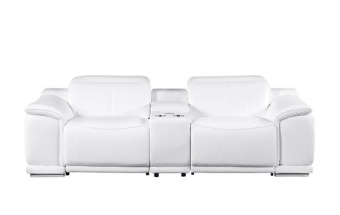 9762 DivanItalia White Modular Power Reclining Loveseat – Top Grain Italian LeatherModel:  9762-WHITE-3.2-HT