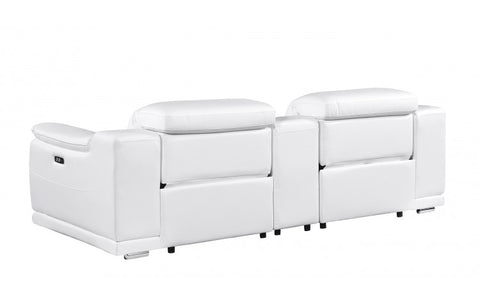 9762 DivanItalia White Modular Power Reclining Loveseat – Top Grain Italian LeatherModel:  9762-WHITE-3.2-HT