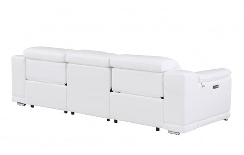 9762 DivanItalia White Top Grain Italian Leather Power Reclining Sofa with Dual ReclinersModel:  9762-WHITE-3.2-S-HT