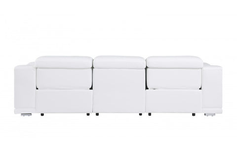 9762 DivanItalia White Top Grain Italian Leather Power Reclining Sofa with Dual ReclinersModel:  9762-WHITE-3.2-S-HT