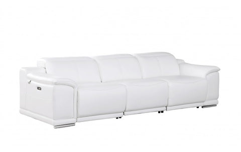 9762 DivanItalia White 3-Piece Modular Power Reclining Sofa – Top Grain Italian LeatherModel:  9762-WHITE-3.3-HT