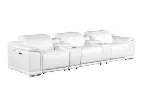 9762 DivanItalia White 5-Piece Modular Power Reclining Sofa – Top Grain Italian LeatherModel:  9762-WHITE-5.3-HT