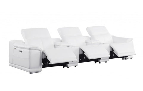 9762 DivanItalia White 5-Piece Modular Power Reclining Sofa – Top Grain Italian LeatherModel:  9762-WHITE-5.3-HT