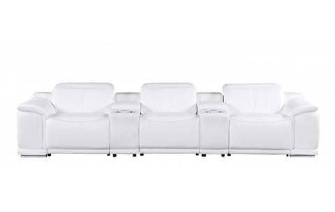 9762 DivanItalia White 5-Piece Modular Power Reclining Sofa – Top Grain Italian LeatherModel:  9762-WHITE-5.3-HT
