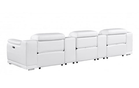 9762 DivanItalia White 5-Piece Modular Power Reclining Sofa – Top Grain Italian LeatherModel:  9762-WHITE-5.3-HT