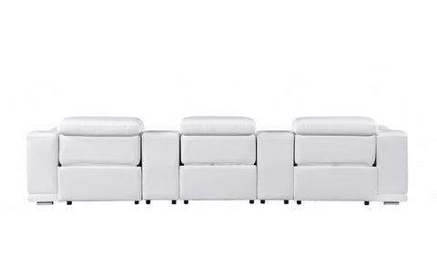 9762 DivanItalia White 5-Piece Modular Power Reclining Sofa – Top Grain Italian LeatherModel:  9762-WHITE-5.3-HT