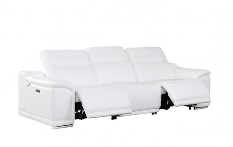 9762 DivanItalia White Modular Power Reclining Sofa and Loveseat Set in Top Grain Italian LeatherModel:  9762-WHITE-5.4-HT-2PC