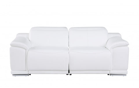 9762 DivanItalia White Modular Power Reclining Sofa and Loveseat Set in Top Grain Italian LeatherModel:  9762-WHITE-5.4-HT-2PC
