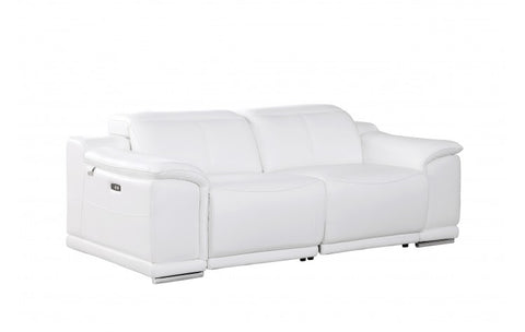 9762 DivanItalia White Modular Power Reclining Sofa and Loveseat Set in Top Grain Italian LeatherModel:  9762-WHITE-5.4-HT-2PC