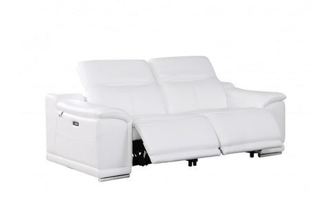9762 DivanItalia White Modular Power Reclining Sofa and Loveseat Set in Top Grain Italian LeatherModel:  9762-WHITE-5.4-HT-2PC