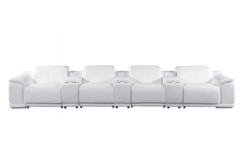 9762 DivanItalia White 7-Piece Modular Power Reclining Sofa – Top Grain Italian LeatherModel:  9762-WHITE-S-7.4-HT