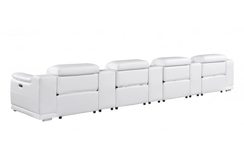 9762 DivanItalia White 7-Piece Modular Power Reclining Sofa – Top Grain Italian LeatherModel:  9762-WHITE-S-7.4-HT