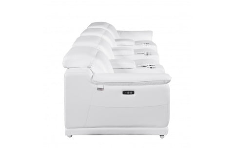 9762 DivanItalia White 7-Piece Modular Power Reclining Sofa – Top Grain Italian LeatherModel:  9762-WHITE-S-7.4-HT