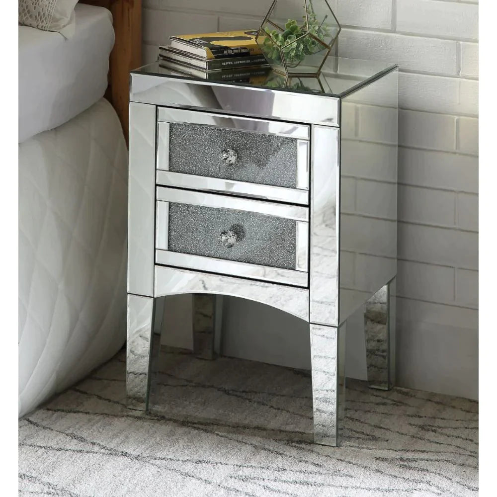 Nowles Mirrored & Faux Stones Accent Table Model 97651 By ACME Furniture