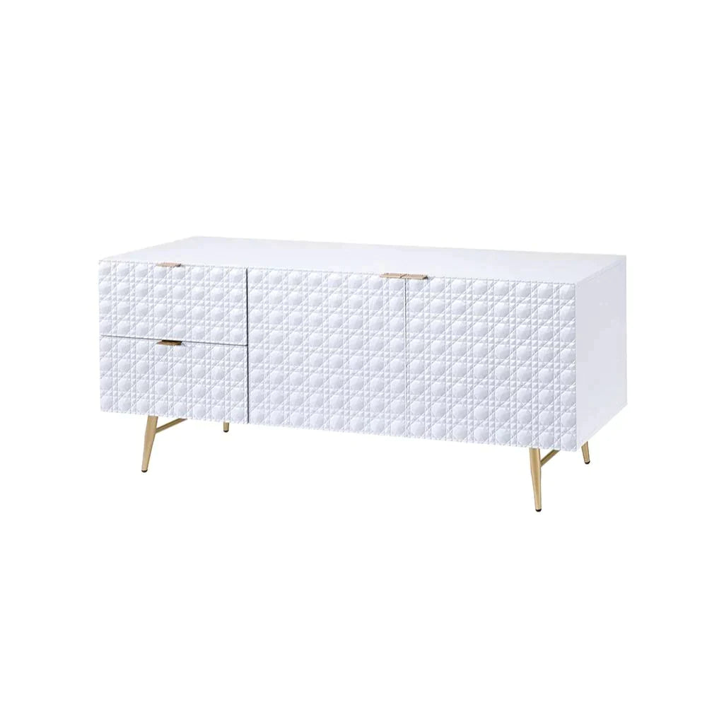 Maisey II White & Gold TV Stand Model 97672 By ACME Furniture