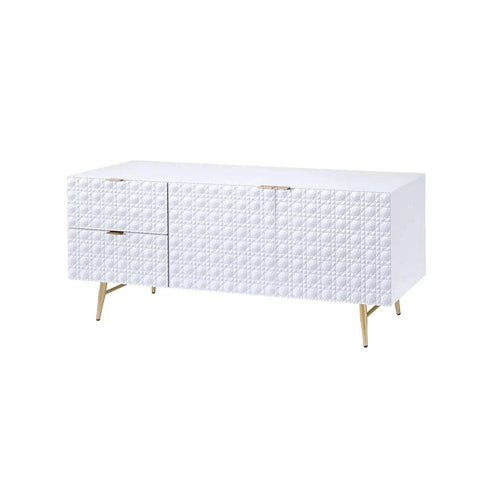 Maisey II White & Gold TV Stand Model 97672 By ACME Furniture
