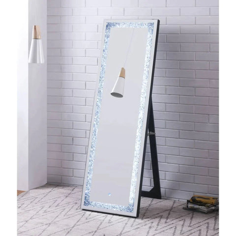 Noralie Mirrored & Faux Diamonds Floor Mirror Model 97713 By ACME Furniture