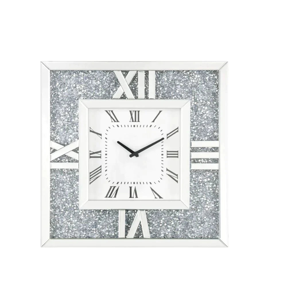 Noralie Mirrored & Faux Diamonds Wall Clock Model 97727 By ACME Furniture