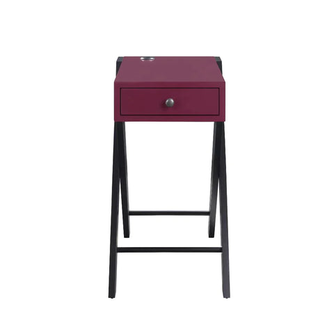 Fierce Burgundy & Black Accent Table Model 97737 By ACME Furniture