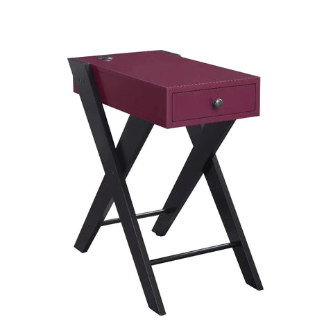 Fierce Burgundy & Black Accent Table Model 97737 By ACME Furniture