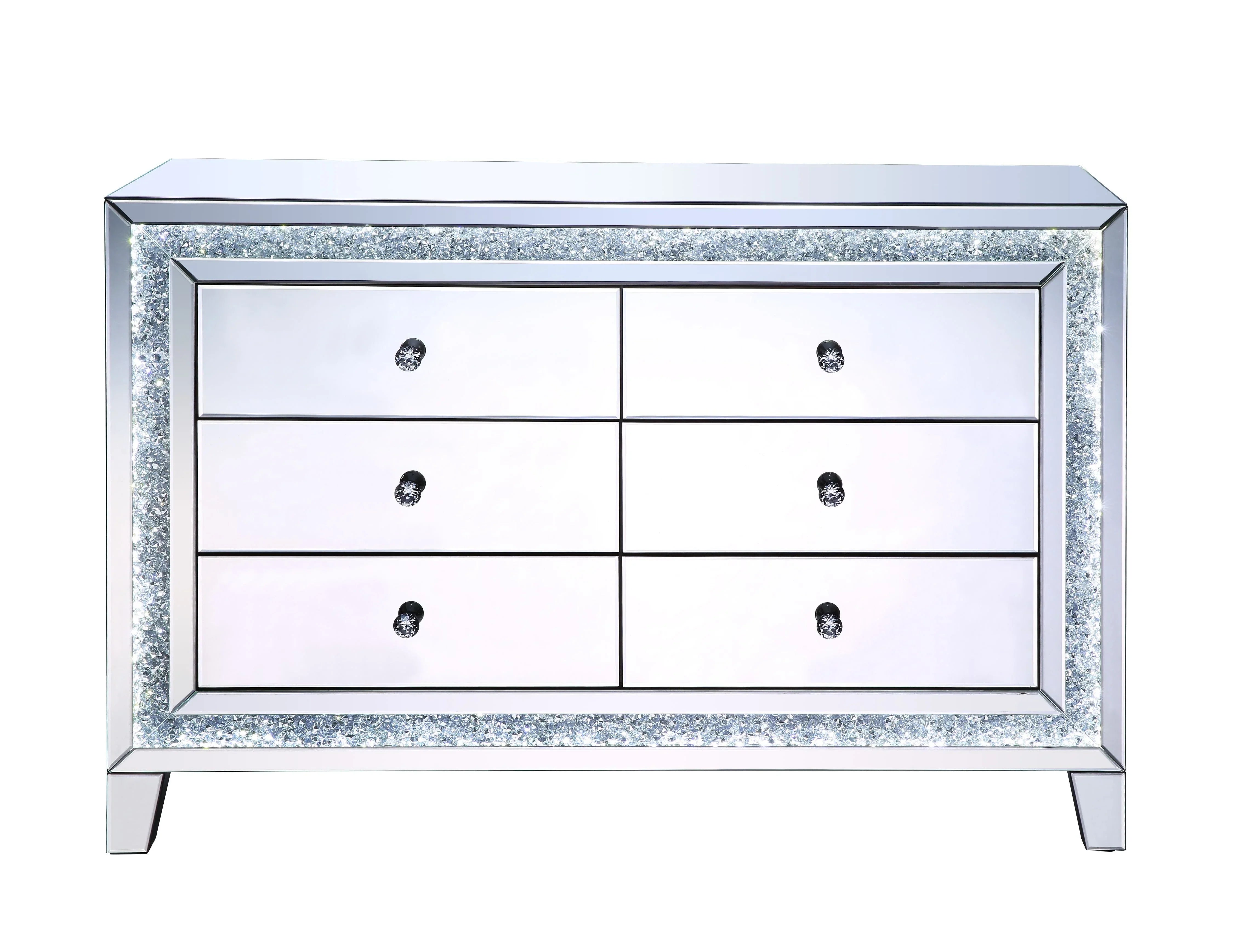 Noralie LED, Mirrored & Faux Diamonds Accent Table Model 97815 By ACME Furniture