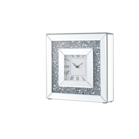 Noralie Mirrored & Faux Diamonds Accent Clock Model 97817 By ACME Furniture