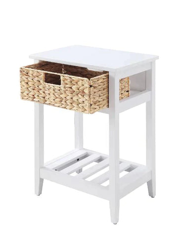 Chinu White & Natural Finish Accent Table Model 97856 By ACME Furniture