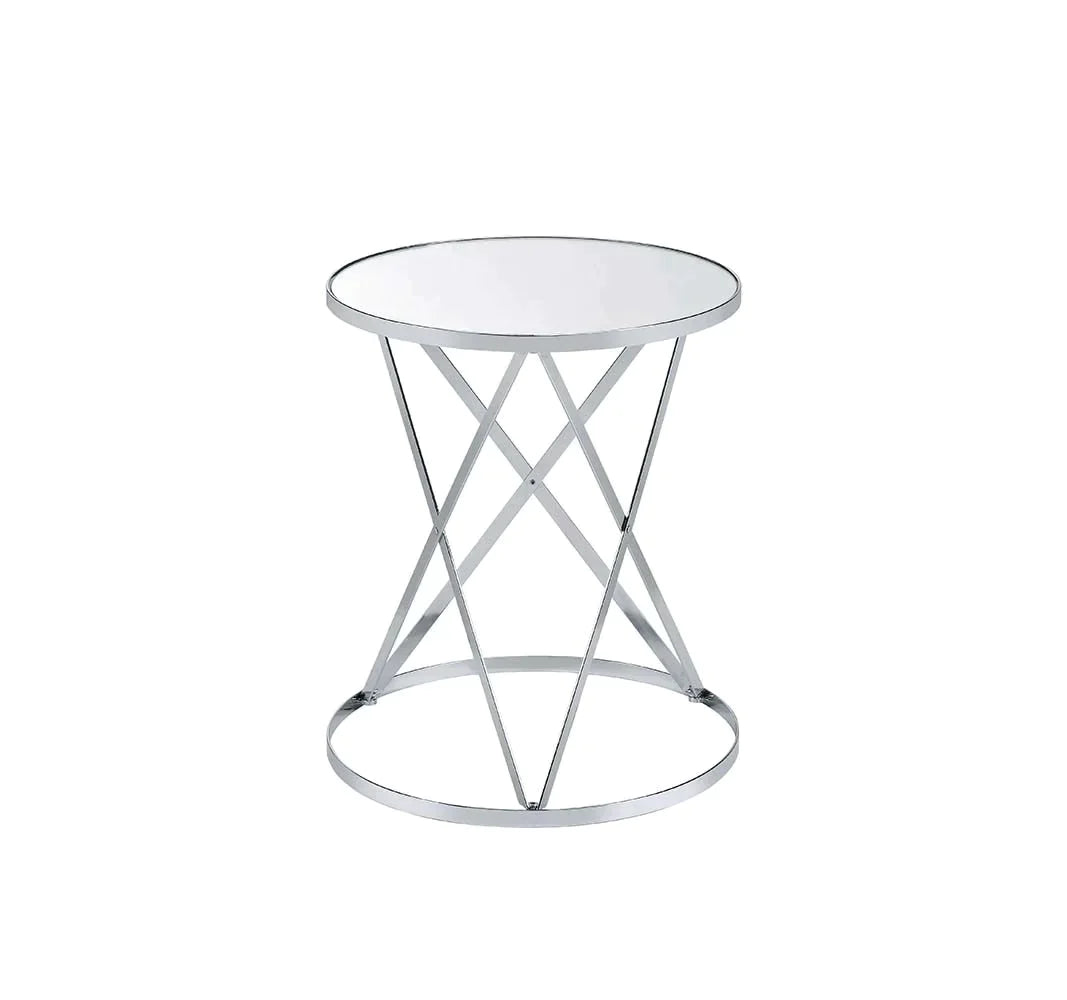 Flux Mirror & Chrome Finish Accent Table Model 97877 By ACME Furniture