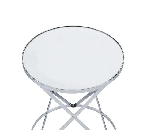 Flux Mirror & Chrome Finish Accent Table Model 97877 By ACME Furniture