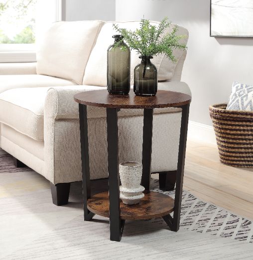 Taurus Rustic Oak & Black Finish Accent Table Model 97900 By ACME Furniture