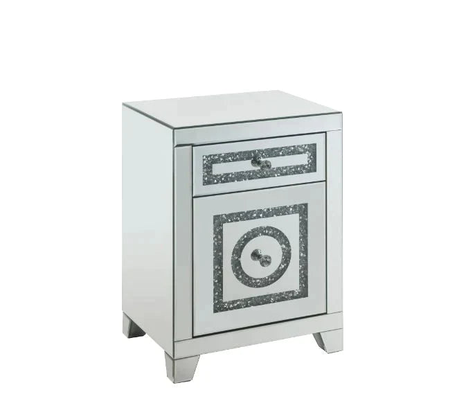 Noralie Mirrored & Faux Diamonds Accent Table Model 97934 By ACME Furniture