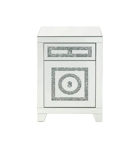 Noralie Mirrored & Faux Diamonds Accent Table Model 97934 By ACME Furniture