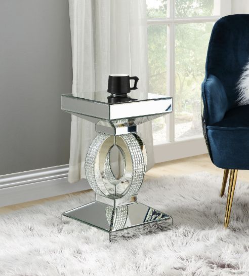 Ornat Mirrored & Faux Diamonds Accent Table Model 97936 By ACME Furniture