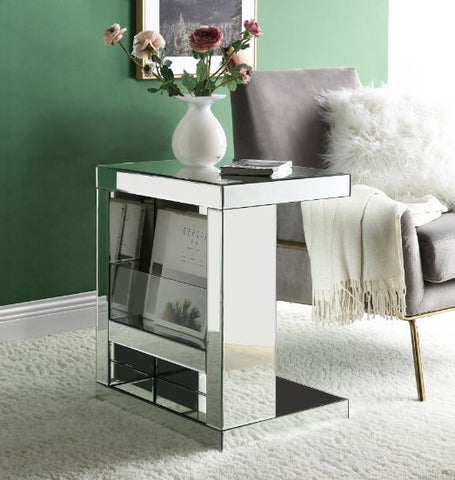 Meria Mirrored & Clear Glass Accent Table Model 97939 By ACME Furniture