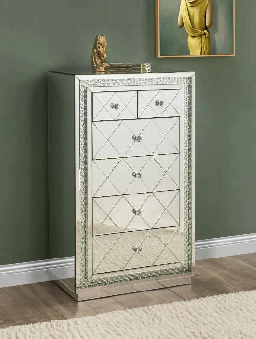 Nysa Mirrored & Faux Crystals Inlay Cabinet Model 97948 By ACME Furniture