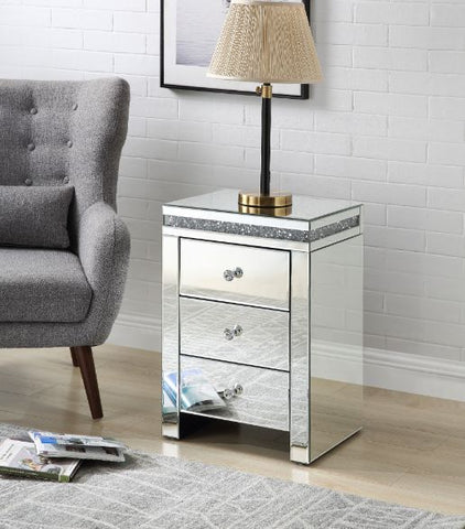 Noralie Mirroed & Faux Diamonds Accent Table Model 97954 By ACME Furniture