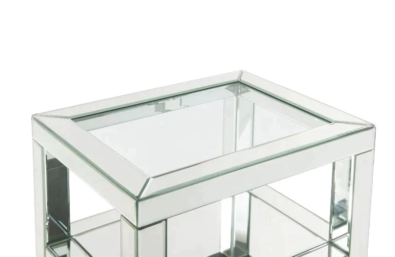Noralie Clear Glass, Mirrored & Faux Diamonds Accent Table Model 97955 By ACME Furniture