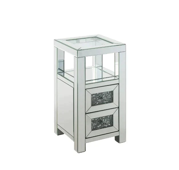 Noralie Clear Glass, Mirrored & Faux Diamonds Accent Table Model 97956 By ACME Furniture