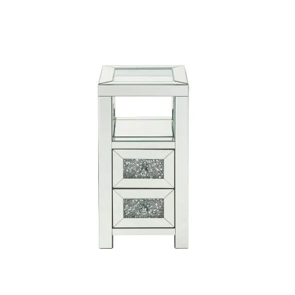 Noralie Clear Glass, Mirrored & Faux Diamonds Accent Table Model 97956 By ACME Furniture