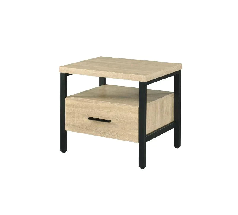 Yawan Oak & Black Finish Accent Table Model 97970 By ACME Furniture